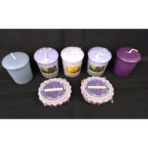7 Yankee Candle Votives & Wax Melt Tarts Lemon Lavender Lilac Country Purple NOS